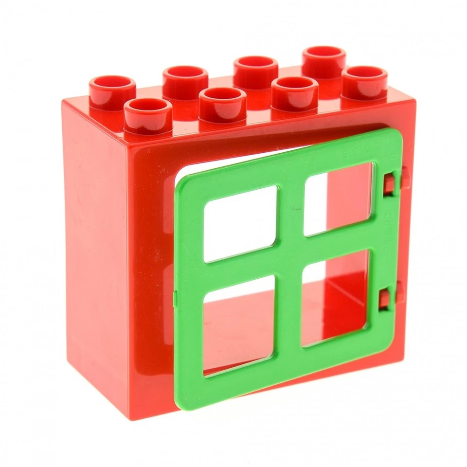 1X Lego Duplo Window Frame Small 2X4X3 Red Door 1X4X3 Light Green 2206 61649 - Image 1 of 1