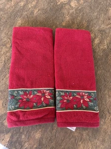 Vintage LENOX Pointsettia Hand TOWEL BARDWIL LINENS 100% Cotton 16” x 28” - Picture 1 of 5