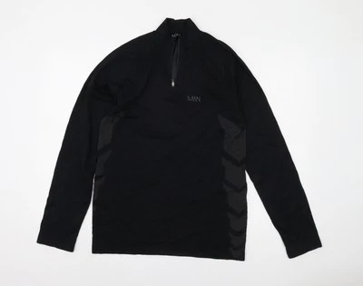 boohooMAN Black Men's Long Sleeve 1/4 Zip Top M - Image 1 of 4