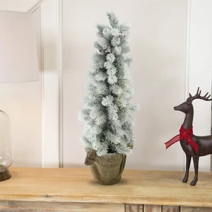 Northlight 28" Flocked Mini Pine Christmas Tree Berries in Burlap Covered Vase - Picture 1 of 5