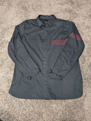 Tavik Modern Beach Culture Red Contrast Large Cut Off Cuff Sleeve Navy Shirt - Image 1 of 4