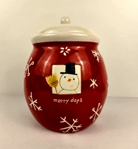 HALLMARK Christmas Cookie Jar MERRY DAYS Snowman Snowflakes - Picture 1 of 11