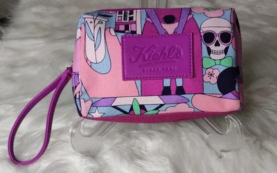 Kiehl's Logo Fabric Zip Top Cosmetic Makeup Bag Pouch Wristlet Toiletry Travel - Image 1 of 4