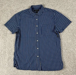 Banana Republic Hemd Herren Large Blau Gestreift Knopfleiste Kurzarm Slim Fit - Bild 1 von 9