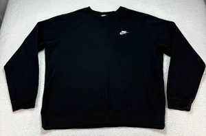 Nike Club Fleece Crew Felpa Nera Uomo XL Pullover Casual 804340-010 - Foto 1 di 8