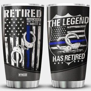 Retired Police Officer Tumbler USA 1 Count (Pack of 1), - Picture 1 of 8