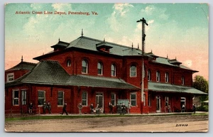 Atlantic Coast Line Railroad Depot Petersburg Virginia VA 1911 Postcard - Picture 1 of 2
