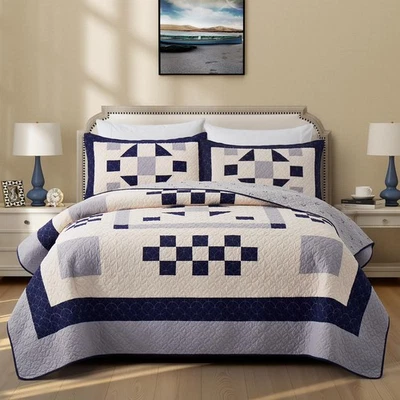 King Size лоскутное одеяло 100% хлопок - California King покрывало 118 «x 102» лоскутное одеяло... - Изображение 1 из 4