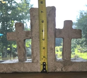2 Cross Bookends Matching Rustic Gray Crackle Concrete 7.25" Tall Heavy 7.68 Lbs - Picture 1 of 8