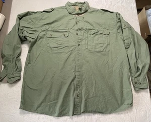 Cabela's Men's XXL Safari Series Khaki Green Long Sleeve Travel Canvas Shirt - Picture 1 of 5