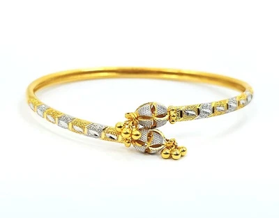 Brazalete Brazalete Oro 22K Kada 2.3" Dos Tonos Genuino Sello 916 Hecho a Mano Foto 1 de 4