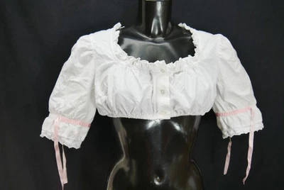 Gr.42 Dirndlbluse weiß Bluse für Dirndl Baumwolle mit Spitze Rüschen B11298 - Bild 1 von 4