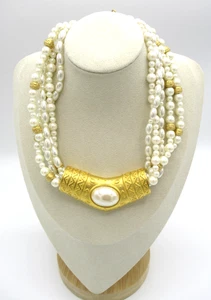 Richelieu Bold Multi Strand Pearls Gold Pendant Bead Pendant NWT - Picture 1 of 3