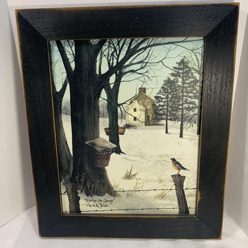 Impresión artística Waiting For Spring de Billy Jacobs envejecida marco de madera azul granja Foto 1 de 4