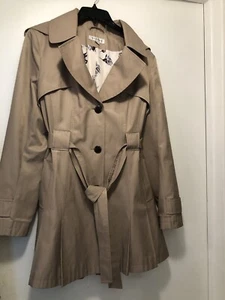 Via Spiga Gorgeous XL Hooded Tan Trench Coat A-line Style - Picture 1 of 8