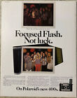 1971 Polaroid 400 appareil photo terrestre instantané flash focalisé GE annonce imprimée vintage
