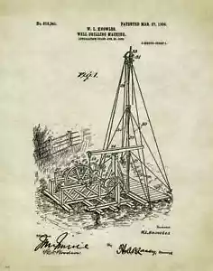 Póster de patente de perforación de pozo de petróleo impresión artística vintage broca plataforma gas PAT261 - Imagen 1 de 1