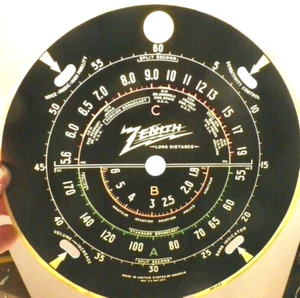 RADIO ZENITH 26-123 de colección: GRÁFICO DE ESTACIÓN original de 8 y 5/8" con 3 COLORES - Imagen 1 de 2