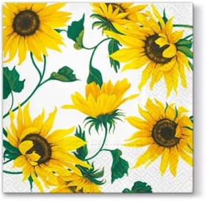 Serpientes girasoles GIRASOLES EN BLANCO 20 Serpientes de papel de cóctel con girasoles - Imagen 1 de 6