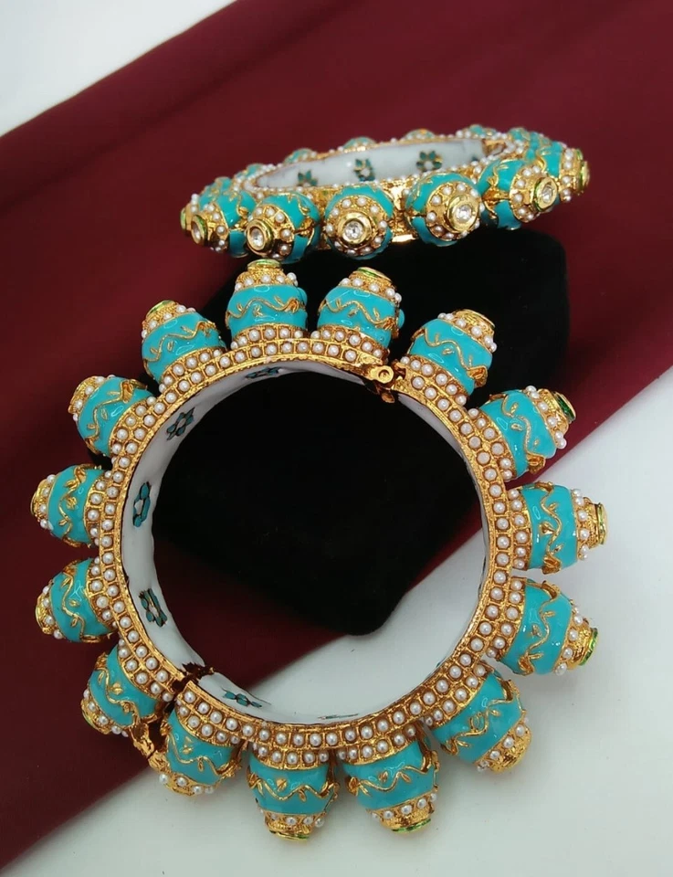 Indisch Bollywood Ethnisch Schmuck Vergoldet Armreifen Armband Hochzeit Set - Bild 1 von 1