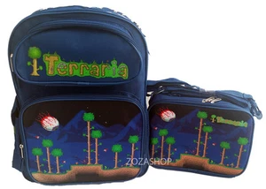 TERRARIA Boys 16" School Large Blue Backpack & Lunch Bag 2 pc set Boy Bags - Picture 1 of 6