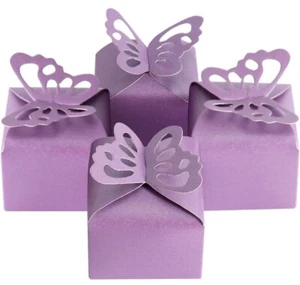 50 Pcs Purple Butterfly Party Favor Treat Boxes Cookie Gift Boxes for Wedding F2 - Picture 1 of 6
