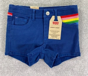Levis Shorty Short Size 6 Girls Reg Adjustable Waist Kids Pride Denim - Picture 1 of 11