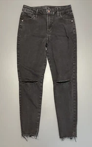 Art Class Sz Youth 16 27x24 Cropped Distressed Ripped Raw Hem Black School Casul - Picture 1 of 10