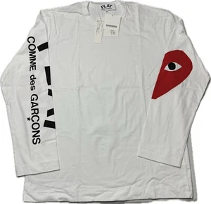 Comme des Garcons CDG PLAY Heart Logo White Long Sleeve T-Shirt XLarge Brand New - Picture 1 of 5