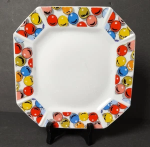 VTG Ceramic Plates Beads Gumballs Marbles 70s 80s Retro 7.5" Colorful Rainbow - Picture 1 of 5