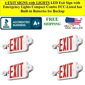 4 UNITS LED Exit Sign Emergency Lights Compact Combo FCC UL, Wall or Ceiling - Picture 1 of 10