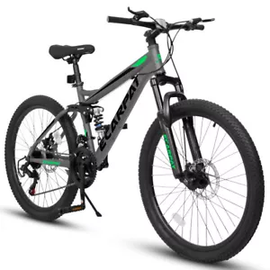 26 Inch Wheels, 21-Speed Full Suspension Trail Commuter City Mountain Bike - Picture 1 of 8