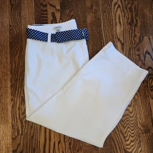 Capris J Peterman Talla 14 Blanco con Cinturón de Lunares Azul Blanco. Nuevo con etiquetas. - Imagen 1 de 7