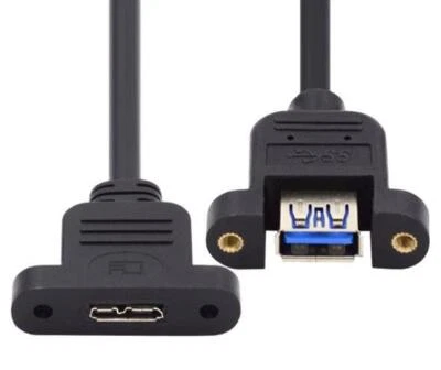 USB A 3.0 to Micro B Panel Mount Extension Cable | Female to Female | 0.5m - Image 1 of 4