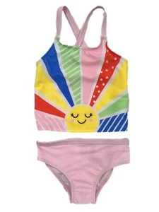 Infant & Toddler Girls Colorful Sunset 2 Piece Pink Tankini Swimming Suit - Picture 1 of 1