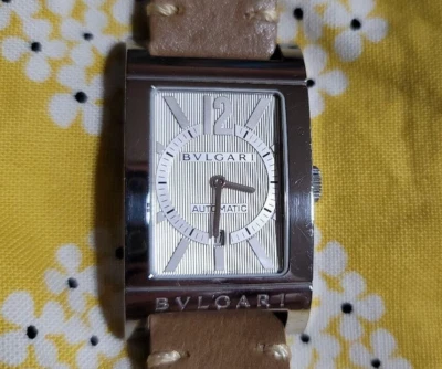 BVLGARI Rettangolo RT45S relógio automático data mostrador prata da JP - Imagem 1 de 4