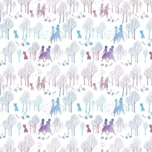 Frozen 2 Silhouette Fabric in White Cotton Fabric - Picture 1 of 4