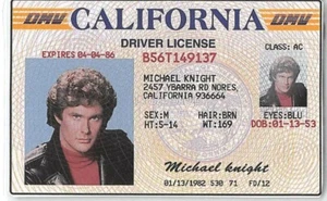 Knight Rider Michael Knight Drivers License Laminated Replica KITT Hasselhoff - Picture 1 of 3