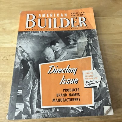 American Builder Magazine April 1951 Complete With Blueprints Directory Issue - Image 1 of 4