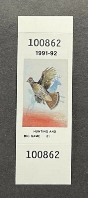 1991 NOVA YORK - State Hunting Habitat Big Game Grouse Stamp - LoteP - Estado perfeito OG NH - Imagem 1 de 2