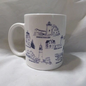 Vintage Maine Coast Leuchtturm Leuchttürme Kaffeebecher 10 Oz Carville Keramik - Bild 1 von 7