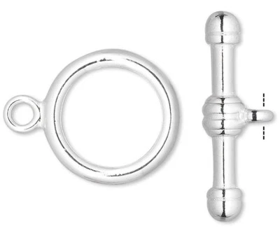 10 Sets Silver Plated Brass 16mm Round Toggle Clasps with 25mm Bar Final Stock * - Image 1 of 2