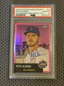 2022 Topps Chrome Platinum Ann.  Pete Alonso Pink Refractor Auto #9/15 PSA 10 - Picture 1 of 2