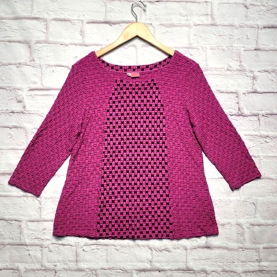 Blusa Tianello By Steve Barraza Feminina Pequena Grande Rosa Preta Elástica Casual EUA - Imagem 1 de 4