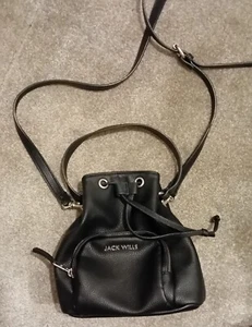 Jack Wills Small Black Drawstring Bag. Top Handle & Crossbody Handle. - Picture 1 of 5