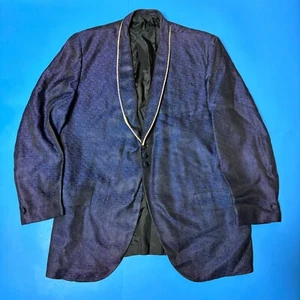 Vintage 60er Jahre Herren Dinner Sakko mit blauem Brokat in Größe 44 - Bild 1 von 7