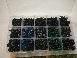 264pc 6-12mm Black Colorful Safety Eyes Teddy Bear Doll Animal Felting Craft Toy - Picture 1 of 3