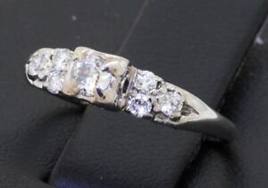 ring w/ .20Ct ctr. size 6.25 14K white gold elegant .44Ctw diamond engagement