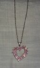 Suzanne Somers Necklace Pink Marquis Heart 21 Stones 10" Long w Chain 925 Silver