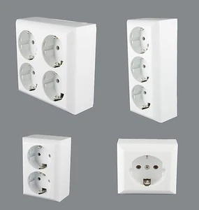 NUEVOS enchufes empotrados Schuko 1 doble, 2 veces, 3 compartimentos y 4 unidades o distribuidor - Imagen 1 de 24